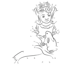 Young Girl and Pet Rabbit Dot to Dot Worksheet