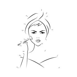 Woman Applying Cosmetics Routine Dot to Dot Worksheet