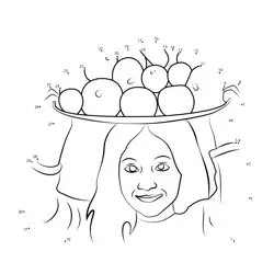 Girl with Fruit Basket Dot to Dot Worksheet