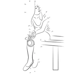 Elegant Woman on Outdoor Bench Dot to Dot Worksheet
