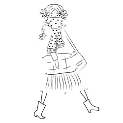 Young Woman Walking Outdoors Dot to Dot Worksheet