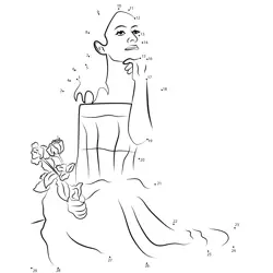 Elegant Lady Holds Bouquet Dot to Dot Worksheet
