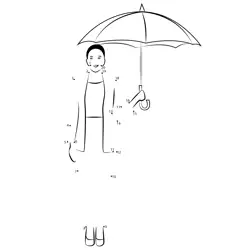 Woman with an Umbrella Dot to Dot Worksheet