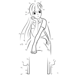 Manga Maiden Character Sketch Dot to Dot Worksheet