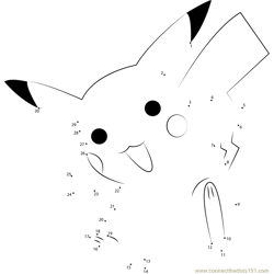 Happy Pikachu Dot to Dot Worksheet