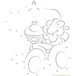 Pimboli Bear with Flowers Dot to Dot Worksheet