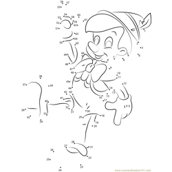 Happy Pinocchio Dot to Dot Worksheet