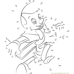 Pinocchio, a Wooden Puppet Dot to Dot Worksheet