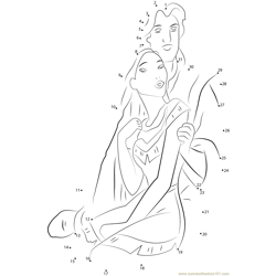 Pocahontas and John Smith are in Love Dot to Dot Worksheet