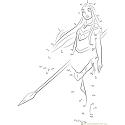 Pocahontas with Spear Dot to Dot Worksheet