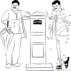 Postmen by Mailbox Dot to Dot Worksheet