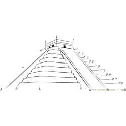 Mexico Mayan Pyramid Dot to Dot Worksheet