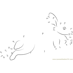 Rabbit Stretched Out Dot to Dot Worksheet