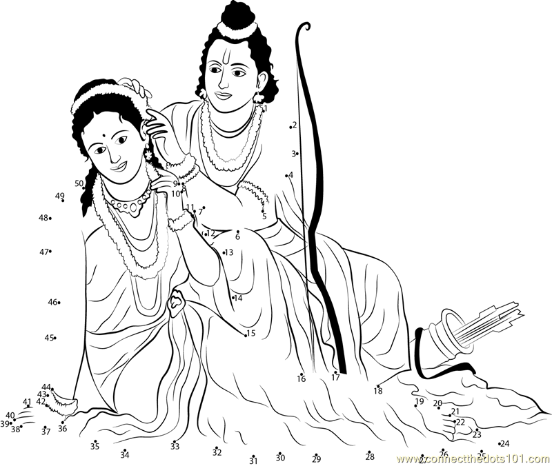 Ram Sita In Garden Dot To Dot Printable Worksheet Connect The Dots