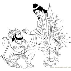 Rama Give Bless to Hanuman Dot to Dot Worksheet