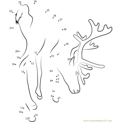 Reindeer See on Ground Dot to Dot Worksheet