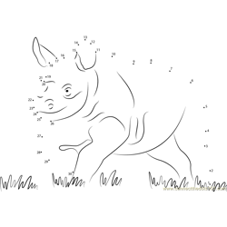 Running Baby Rhino Dot to Dot Worksheet