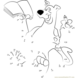Scooby Doo with Book and Pencil Dot to Dot Worksheet