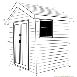 Domestic Wooden Shed Dot to Dot Worksheet