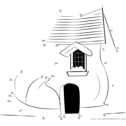 Fairy Tale Shoe House Dot to Dot Worksheet