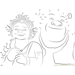 Shrek and Princess Fiona Dot to Dot Worksheet