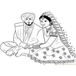 Punjabi Wedding Couple Dot to Dot Worksheet