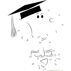 Snoopy Completed his Graduation Dot to Dot Worksheet