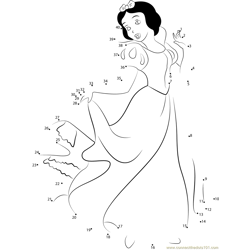 Princess Snow White showing her Dress Dot to Dot Worksheet
