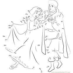 Princess Snow White with Prince Dot to Dot Worksheet