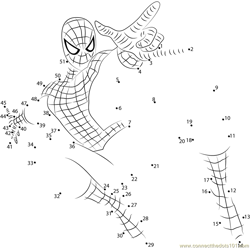 Spiderman Jumping Dot to Dot Worksheet