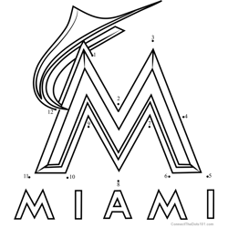 Miami Marlins Logo Dot to Dot Worksheet