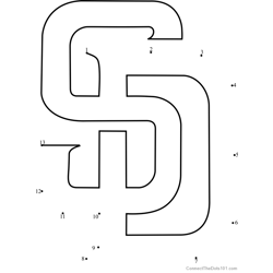 San Diego Padres Logo Dot to Dot Worksheet