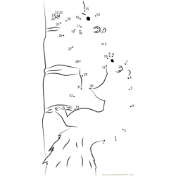 Eastern Gray Squirrel on Tree Dot to Dot Worksheet