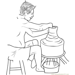 Pottery Potter Hand Giving Shape to Clay Pot on Wheel Sri Lanka Dot to Dot Worksheet