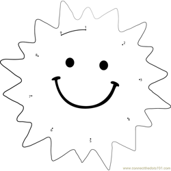 Funny Sun Dot to Dot Worksheet
