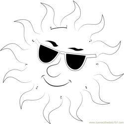 Sun Wearing Sunglasses Dot to Dot Worksheet