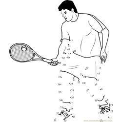 Tennis Player with Racket Dot to Dot Worksheet