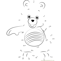 Cheer Bear Dot to Dot Worksheet