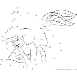 The Little Mermaid Ariel Shy Dot to Dot Worksheet