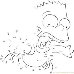 Bart Simpson Afraid Dot to Dot Worksheet