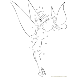 Tinkerbell with Butterfly Dot to Dot Worksheet