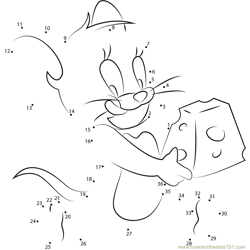 Jerry Eating Cheese Dot to Dot Worksheet
