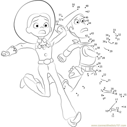 Woody and Jessie gets Afraid Dot to Dot Worksheet