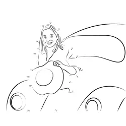 Happy Woman Beside Vehicle Dot to Dot Worksheet