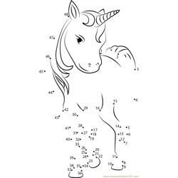 Unicorn Face Dot to Dot Worksheet