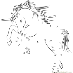 Unicorn Licorne Dot to Dot Worksheet