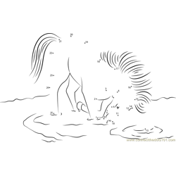 Unicorn in Drinking Water Dot to Dot Worksheet