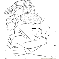 Carl Fredricksen and Russell Hugs each other Dot to Dot Worksheet
