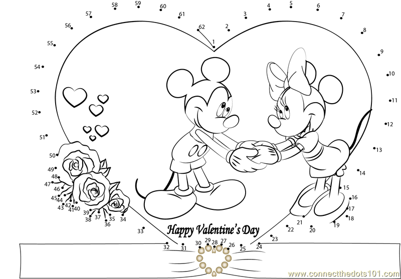 Valentines Day Mickey Dot To Dot Printable Worksheet Connect The Dots