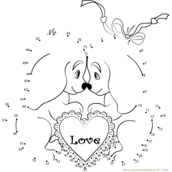 Cute Valentines Day Dogs Dot to Dot Worksheet